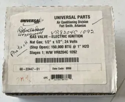 HONEYWELL #VR8204C1092  1/2” X 1/2” 24V GAS VALVE - ELECTRIC IGNITION
