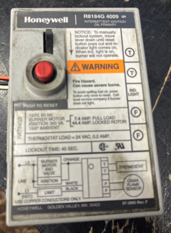 HONEYWELL/TRADELINE R8184G4009 PROTECTORELAY OIL BURNER CONTROL R8184 G 4009