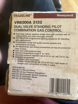 TRADELINE VR8200A 2132 DUAL VALVE STANDING PILOT COMBINATION GAS CONTROL