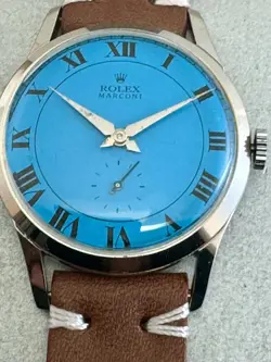 VINT ROLEX MARCONI TURQUOISE DIAL   SWISS MADE WIND UP CA 55 NO RESERVE PRICE