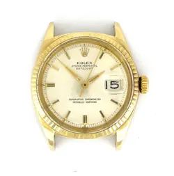 1964 ROLEX DATEJUST 1601 SOLID 14K GOLD SILVER DIAL 36MM WATCH