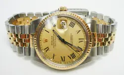 VINTAGE ROLEX DATEJUST REF 16013 CHAMPAGNE ROMAN JUBILEE PAPERS SERVICED C.1984
