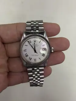 ROLEX DATEJUST 36MM REFERENCE 16000 WHITE BUCKLEY DIAL STEEL JUBILEE MENS UNISEX