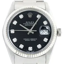 MENS ROLEX DIAMOND DATEJUST 18K WHITE GOLD/STEEL QUICKSET WATCH - OYSTER BAND