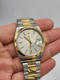 DOWN PAY MEN OYSTER PERPETUAL DATEJUST 36MM 18K GOLD/SS WHITE DIAL WATCH