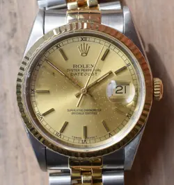 VINTAGE ROLEX DATEJUST 16233 TWO TONE 18K STEEL WATCH S SERIAL 1993