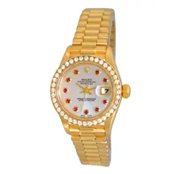 ROLEX 18K YELLOW GOLD 26MM FACTORY DIAMOND RUBY PRESIDENT DATEJUST 69178 WARRANT