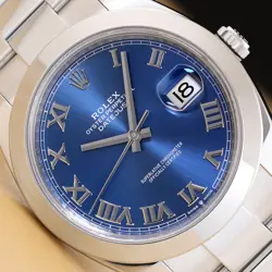 2023 CARD ROLEX DATEJUST 41 126300 BLUE ROMAN STAINLESS STEEL OYSTER WATCH