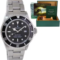 MINT 2001 ROLEX SEA-DWELLER STEEL 16600 BLACK DIAL DATE 40MM WATCH BOX