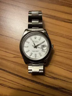 ROIEX DATEJUST 41 II 116334W WHITE GOLD FLUTED BEZEL STEEL OYSTER BRACELET