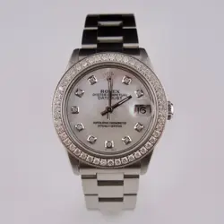 ROLEX OYSTER 31MM DATEJUST 1.75CT DIAMONDS WHITE MOP DIAL STEEL WATCH 68274