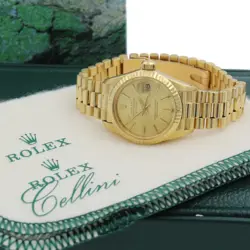 LADIES 18K ROLEX OP DATEJUST REF.#6917 W/BOX PRESIDENT BRACELET 26MM W176052-1
