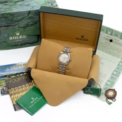 WOMEN'S ROLEX OP DATE WATCH REF 69160 SILVER DIAL 26MM FULL SET #W169041-1