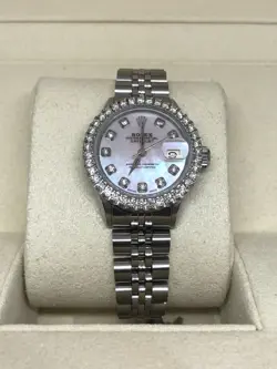 ROLEX LADIES DATEJUST 26MM STEEL WATCH JUBILEE ICED 1.5CT DIAMONDS MOP DIAL WBOX