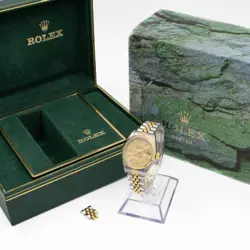 LADIES ROLEX OP DATEJUST TWO-TONE W/BOX REF.69173 TAPESTRY DIAL 26MM W181459-1