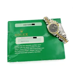 LADIES ROLEX OP DATEJUST TWO-TONE W/CERTIFICATE 69173 TAPESTRY DIAL W176379-2