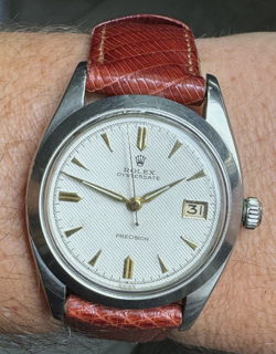 1956 ROLEX OYSTERDATE PRECISION REF 6494 CLEAN ORIGINAL DIAL DATE STAINLESS RUNS
