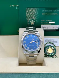 ROLEX DATEJUST 41 126334 BLUE ROMAN DIAL STAINLESS STEEL 18K GOLD BOX PAPER 2021