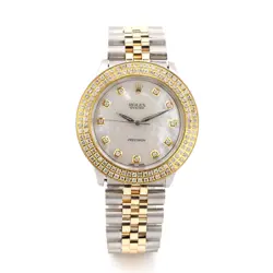 34MM ROLEX OYSTER PRECISION SS/YELLOW GOLD JUBILEE 2 CTW DIAMOND BEZEL MOP WATCH
