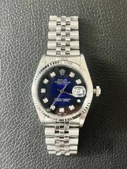 MENS ROLEX DATEJUST WATCH 16200 36MM BLUE DIAL JUBILEE BAND