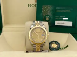 ROLEX DATEJUST 41 126333 CHAMPAGNE DIAMOND DIAL 18K YELLOW GOLD STEEL BOX PAPER