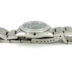 ROLEX OYSTER PERPETUAL 31MM STAINLESS STEEL BLACK DIAL WATCH 77080 BOX & PAPERS