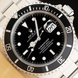 ROLEX MENS SUBMARINER DATE 16610 40MM BLACK DIAL STEEL OYSTER AUTOMATIC WATCH
