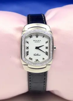 ROLEX GENEVE CELLINI 18K WHITE GOLD WATCH WITH DIAMONDS REF. 6691