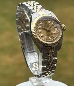 ROLEX LADIES WATCH 26mm, 18k GOLD & SS, DIAMOND DIAL, JUBILEE, BOX SET, STUNNING