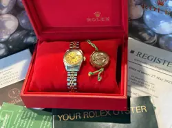 ROLEX LADIES WATCH 26mm, 18k GOLD & SS, DIAMOND DIAL, JUBILEE, BOX SET, STUNNING