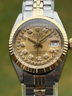 ROLEX LADIES WATCH 26mm, 18k GOLD & SS, DIAMOND DIAL, JUBILEE, BOX SET, STUNNING