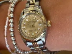 ROLEX LADIES WATCH 26mm, 18k GOLD & SS, DIAMOND DIAL, JUBILEE, BOX SET, STUNNING