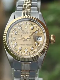 ROLEX LADIES WATCH 26mm, 18k GOLD & SS, DIAMOND DIAL, JUBILEE, BOX SET, STUNNING