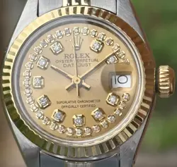 ROLEX LADIES WATCH 26mm, 18k GOLD & SS, DIAMOND DIAL, JUBILEE, BOX SET, STUNNING