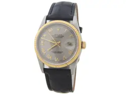 Rolex Datejust Mens 2Tone 18K Gold Steel Datejust Watch Slate Gray Roman 16233