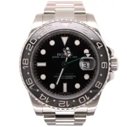 ROLEX MENS 40MM GMT MASTER II CERAMIC BLACK DIAL STAINLESS STEEL WATCH 116710LN