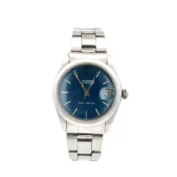 TUDOR OYSTERDATE 7992/0 34MM BLUE DIAL  ORIGINAL BAND W/ ROLEX LOGO WATCH ONLY