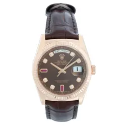 RARE ROLEX 118135 ROSE GOLD PRESIDENT DAY-DATE 36MM WATCH  WITH BOX,BOOKS & CARD