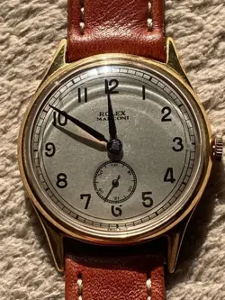 ROLEX MARCONI VINTAGE MANUAL WATCH 36MM GOLD 18KGP CASE SILVER DIAL USED F/S