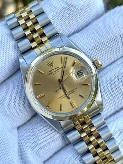 ROLEX OYSTER PERPETUAL REF.  1500 DATE TWO TONE 14K GOLD & STAINLESS STEEL WATCH
