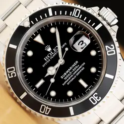 ROLEX MENS SUBMARINER DATE 16610 BLACK STAINLESS STEEL OYSTER 40MM WATCH