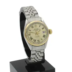 LADIES ROLEX OP DATEJUST TWO-TONE WATCH 6517 GOLD DIAL 24MM #W184397-1
