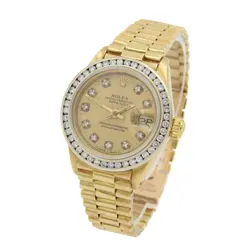 LADIES ROLEX 18K OP DATEJUST PRESIDENT 6917 DIAMOND DIAL/BEZEL 26MM #W173600-1