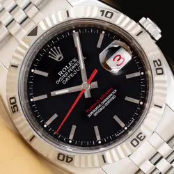 2005 PAPER ROLEX DATEJUST 116264 TURN-O-GRAPH BLACK DIAL 18K GOLD STEEL WATCH