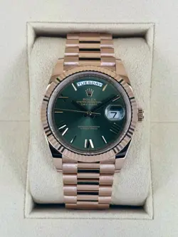 NEW 2025 ROLEX DAY-DATE 40MM 228235 PRESIDENTIAL ROSE GOLD OLIVE DIAL