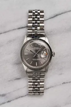 VINTAGE ROLEX DATEJUST REF 1603 1970S AUTOMATIC GREY SIGMADIAL 36MM CASE