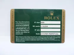 ROLEX GUARANTEE 116264 ROLEX DATEJUST  WARRANTY CARD BOOKLET OKTOBER 2007