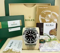 ROLEX 43MM STAINLESS STEEL SEA DWELLER BLACK MARK II DIAL CARD 126600 SANT BLANC