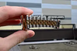 1989 Rolex Datejust Two Tone 36mm Champagne Tapestry Dial 16233 Tight Bracelet