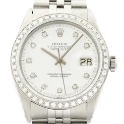ROLEX MENS DATEJUST 18K GOLD STEEL WHITE DIAMOND WATCH W/ ROLEX JUBILEE BAND